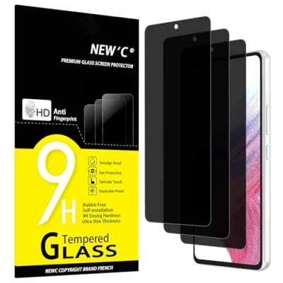 Abbildung von NEW&#039;C 3 Stück, Sichtschutz Panzer Schutz Glas für Samsung Galaxy A53 5G, Verbesserter 28 Grad schutzwinkel, Ultra Haltbare 9H Härte, Blasenfrei