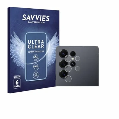 Abbildung von Savvies 6 Stück Schutzfolie für Samsung Galaxy S25 Ultra (NUR Kameraschutz) Displayschutz Folie Transparent