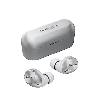 Abbildung von Technics EAH AZ40M2ES kabellose Ohrhörer mit Noise Cancelling, Multipoint Bluetooth 3 Geräte, bequemer In Ear Kopfhörer integriertem Mikrofon, anpassbare Passform, Silber