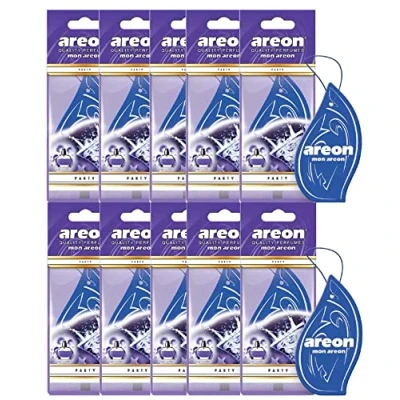 Abbildung von AREON Mon Auto Lufterfrischer Party Anhänger Hängend Aufhängen Spiegel Blau Duft Autoduft Pappe 2D Wohnung (Set Pack x 10)