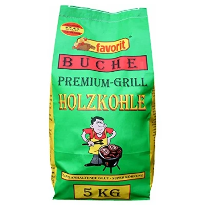 Abbildung von Favorit Buchen Holzkohle 5kg (Grillkohle/Holzkohle in Premium Qualtiät aus reinem Buchenholz, große Körnung, langanhaltende Glut) 5500