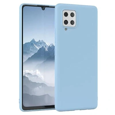 Abbildung von EAZY Case Silikonhülle für Samsung Galaxy A42 5G Hülle Silikon Blau weich stoßfeste Handyhülle Schutzhülle mit Kameraschutz Dünn Premium Schutz Cover TPU Phone Bumper in Hellblau