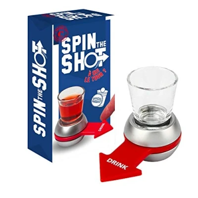 Abbildung von Original Spin The Shot Flaschenspiel Dreh den Pfeil und Trink Premium Qualität Partyspiel Aperitif Spiel Trinkspiel House Party OriginalCup®
