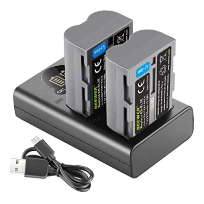 Abbildung von Neewer 2100 mAh Ersatz Akku für Nikon EN EL3e mit Dual USB Ladegerät LCD Anzeige, kompatibel D50 D70 D70s D80 D90 D100 D200 D300 D300s D700