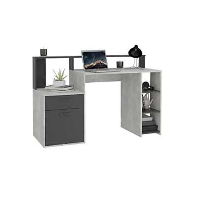 Abbildung von 3006 001 Bolton Beton grau Nb. / Anthrazit Schreibtisch PC Tisch Bürotisch Arbeitstisch ca. 137 x 91 50 cm FMD