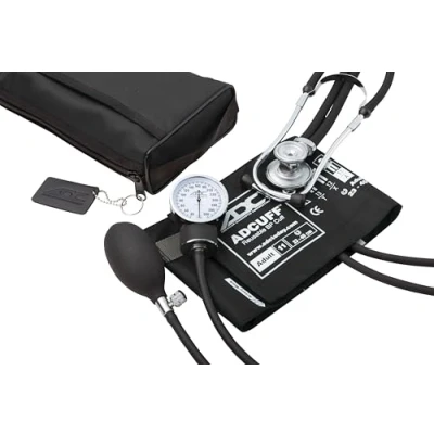 Abbildung von ADC Taschen Aneroid /Stethoskop Set für Erwachsene Pro&#039;s Combo II SR mit Blutdruckmessgerät Prosphyg 768 und Stethoskop Adscope Sprague 641 passender Nylon Transporttasche, schwarz