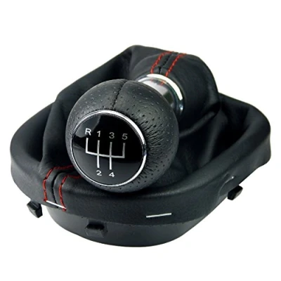 Abbildung von L&amp;P A263 8 Schaltsack Schaltmanschette Schwarz Rot Schaltknauf 5 Gang kompatibel mit VW Touran 1T Caddy III 3 Rahmen Knauf perforiert Plug Play Ersatzteil für 1T0711113 2K0711113 1T0711456