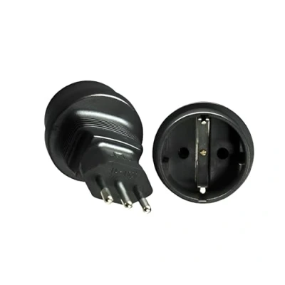 Abbildung von DINIC Reisestecker, Stromadapter Stecker Italien auf Schutzkontakt Buchse, Netzadapter 3 polig IT (1 Stück, schwarz)