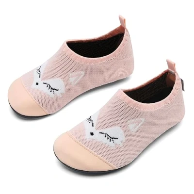 Abbildung von IceUnicorn Kinder Hausschuhe Atmungsaktive Pantoffeln Leicht Rutschfest Turnschläppchen Hüttenschuhe Jungen Mädchen Slippers für Kindergarten(B05 Fuchs Rosa,26/27EU)