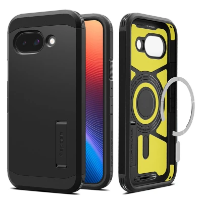 Abbildung von Spigen Tough Armor(AI) MagFit Hülle für Google Pixel 9a, Kompatibel mit MagSafe Matte Black