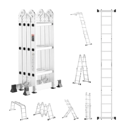 Abbildung von VEVOR Mehrzweckleiter Multifunktionsleiter Leitergerüst 7 in 1 3 Stufen 3500mm