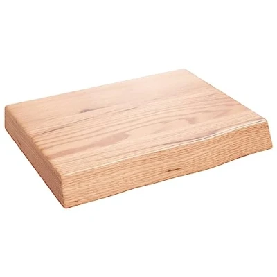Abbildung von vidaXL Waschtischplatte, Multifunktional Arbeitsplatte mit Naturkante, Waschtischkonsole Tischplatte für Badezimmer, Holzplatte Platte, Hellbraun 40x30x(2 6) cm Massivholz Behandelt