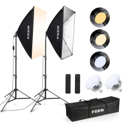 Abbildung von FGen Softbox Set Fotostudio, 2 x 50 70cm LED Beleuchtung mit 85W 2700 6400K, 2m Vollverstellbare lichtstativ für YouTube, Tiktok Videoaufnahmen, Studio Porträts, Fotografie