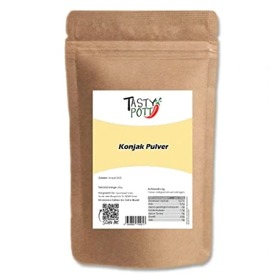 Abbildung von Tasty Pott Konjak Pulver I Konjakwurzel Bindemittel Zum Backen und Kochen Mehl Konjakpulver aus der Wurzel Im Beutel 250g