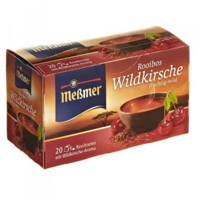 Abbildung von Meßmer Rooibos Wildkirsche Tee aromatisiert 20 Teebeutel Vegan Glutenfrei Laktosefrei Von Natur aus koffeinfrei