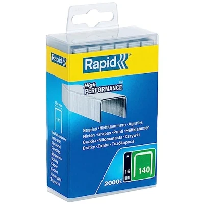 Abbildung von Rapid 5000091 Flachdrahtklammer Typ 140/16mm, 2.000 St. Wiederverschließbare Kunststoffbox, Silber, 16 mm