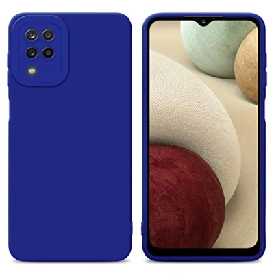 Abbildung von Cadorabo Hülle kompatibel mit Samsung Galaxy A12 / M12 Schutzhülle TPU Silikon Case Liquid Design Kameraschutz Slim Kratzfest Weiche Gummi Rundumschutz für in Blau
