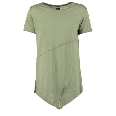 Abbildung von Urban Classics LONG OPEN EDGE Front ZIP TEE Tshirt print, Herren, Größe: Small, Lightolive