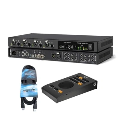 Abbildung von RME Fireface 802 FS AE Audio Interface Sonderedition mit ARC USB BK Fernbedienung und keepdrum Verlängerungskabel