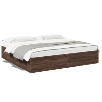 Abbildung von vidaXL Bettgestell, Bett Doppelbett für Schlafzimmer, Bettrahmen mit Lattenrost, Schlafzimmerbett Modernes Design, Braun Eichen Optik 200x200cm Holzwerkstoff