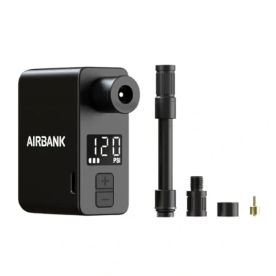 Abbildung von AIRBANK Elektrische Fahrradpumpe Pocket PRO, 120PSI Mini Bike Inflator, kabellose mit wiederaufladbarem Akku für Shrader und Presta Ventile