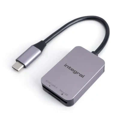 Abbildung von Integral Dual Slot UHS II SD &amp; microSD USB C 3.2 Gen 1 Kartenleser Adapter Schnelle 5Gb/s Übertragungsgeschwindigkeit, Plug Play und Windows Mac kompatibel