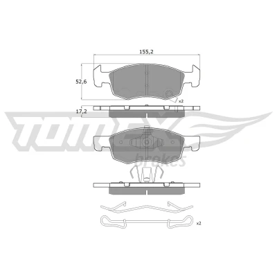 Abbildung von TOMEX brakes TX 17 92 Bremsbelagsatz Vorderachse mit akustischer Verschleißwarnung OPEL: Corsa E Schrägheck