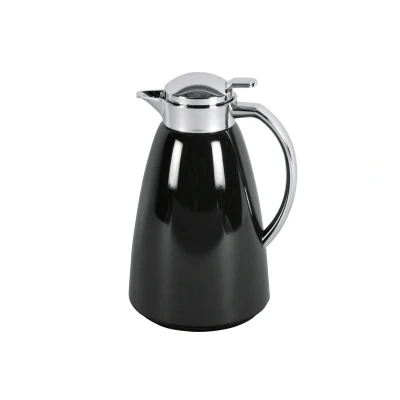 Abbildung von Emsa Campo Isolierkanne 516527 1L Füllmenge Quick Tip Verschluss 100% dicht 12h warm, 24h kalt Premium Edelstahl Einfache Reinigung Anthrazit glänzend, Grau, 28 x 18 cm