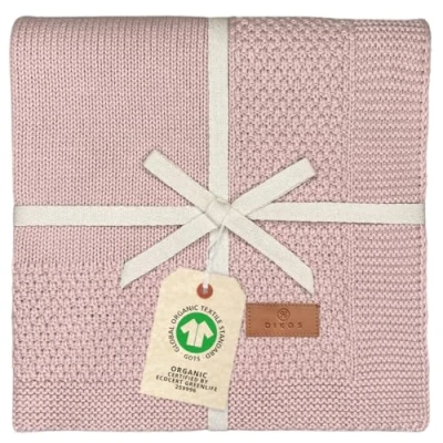Abbildung von Babydecke DIKOS® aus *100%* Bio Baumwolle, Strickdecke, Geschenk, DIKOS, PREMIUM Qualität, 75x100 cm, atmungsaktiv, nachhaltig, kuschelweich