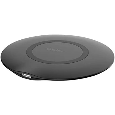 Abbildung von Callstel Induktive Ladestation: Extraflache Schnell Ladestation mit Qi, 5 15 W, 5/9 V, Ø 10 cm (Qi Lader, Ladegerät Samsung, Ladekabel kompatibel iPhone)