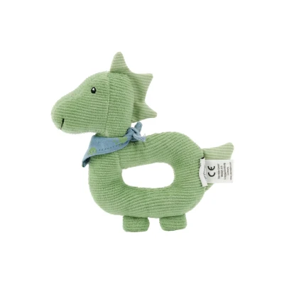 Abbildung von Sterntaler Greifling Dino Rexi Motorikspielzeug zum Rasseln, Fühlen und Spielen Kuscheltier für Baby Kinder mit Rassel als treuer Freund Spielzeug aus weichem Feincord, steingrün