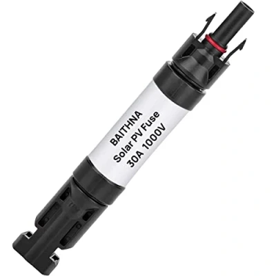 Abbildung von BAITHNA 1000 V PV Sicherungsanschluss, IP68, wasserdicht, staubdicht, Inline Sicherungshalter, Stecker und Buchse, Solarstecker mit 1 Sicherung (30 A Sicherungsanschluss)