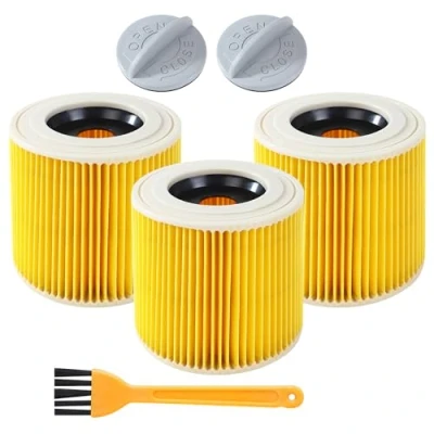 Abbildung von 3 Filter Für Kärcher Staubsauger，Patronenfilter Kompatibel Wd3 mit Pinsel，Für [WD3,WD2,WD1,MV3,MV2,A,K,KNT,NT,SE,VC] ersetzt 6.414 552.0, 772.gegen Feinstaub und Gerüche