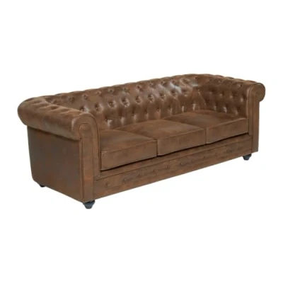 Abbildung von Vente unique Sofa 3 Sitzer Microfaser Vintage Look Chesterfield