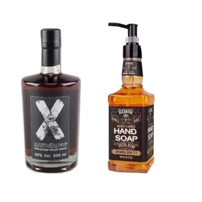 Abbildung von Rum NAVIGATOS 40% Vol. Spirituose auf Rumbasis &amp; Handseife ACCENTRA Whiskyflasche