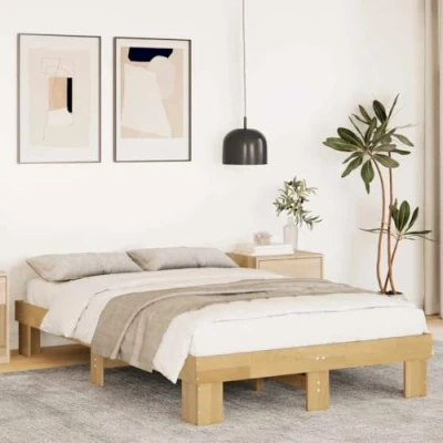 Abbildung von vidaXL Massivholzbett ohne Matratze 120x200 cm Eichenholz, Bett, Schlafzimmermöbel, Doppelbett, Bettrahmen, Möbel Schlafzimmer, Bettgestell Massivholz