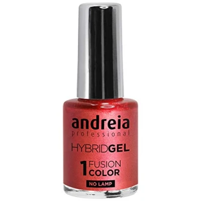 Abbildung von Andreia Professional Hybrid Gel Nagellack 2 Schritte und keine Lampe erforderlich Langlebig leicht zu entfernen Fusion Farbe H50 Rosafarbene Koralle Schattierungen von Metallic Rot 10.5 ml