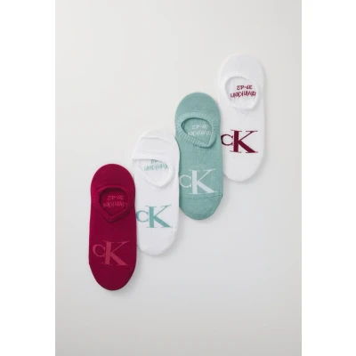 Abbildung von Calvin Klein Underwear Women Footie Monogram 4 PACK Füßlinge, Damen, Größe: 35 38, Berry red/jade green
