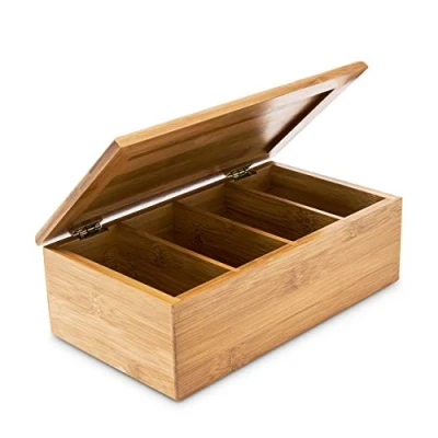 Abbildung von relaxdays Teebox Bambus lackiert 4 Fächer,