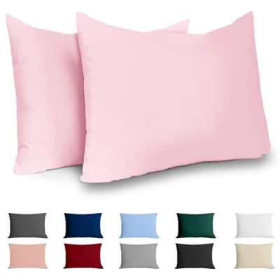 Abbildung von Kissenbezug 50x70 Renforcé Baumwolle (2er Set) Rosa Dicht gewebt mit 57 Fäden/cm² 70x50 cm Oeko Tex Zertifiziert Dreamzie
