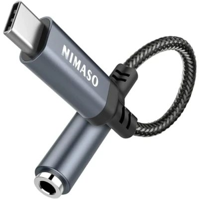 Abbildung von Nimaso USB C zu 3.5mm Klinke,USB Aux Adapter Kopfhörer Jack Audio Adapter,Adapter auf Klinke für iPhone 15, Huawei P40/30/20Pro,Mate20 Pro,Pixel 4XL,Sumsung Galaxy S23 S22/Note10,Xiaomi 8