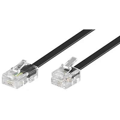 Abbildung von Goobay 68579 Telefonkabel RJ11 Stecker auf RJ45 Flachkabel Kabel für Faxgerät DSL Modem VDSL Router ISDN Schwarz 15m