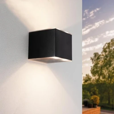 Abbildung von Ledvion Solar LED Wandleuchte, 1W, 25 Lumen, 3000K, IP44, Schwarz, Außenleuchte, Solarlampe, Gartenbeleuchtung