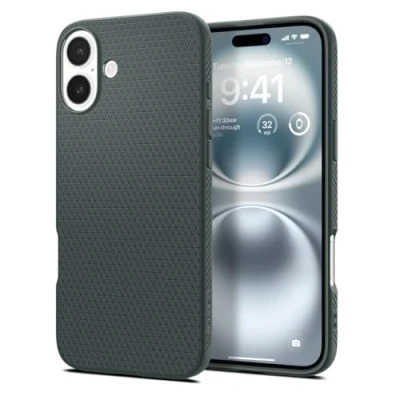 Abbildung von Spigen für iPhone 16 Plus Hülle [rutschfest] Liquid Air Case Handyhülle Schutzhülle Cover Dünn Slim Abyss Green