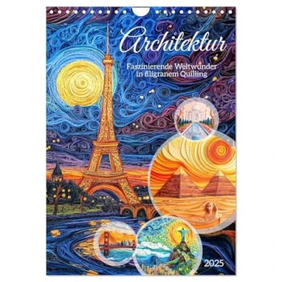 Abbildung von Architektur Faszinierende Weltwunder in filigranem Quilling (Wandkalender 2025 DIN A4 hoch), CALVENDO Monatskalender