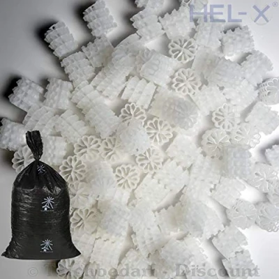 Abbildung von STÖHR HEL X® Helix HXF 25 KLL Farbe: Weiß biocarrier Filtermedium für Biokammer Koi Teich Filter Füllkörper Filtermaterial Menge: 200 Liter