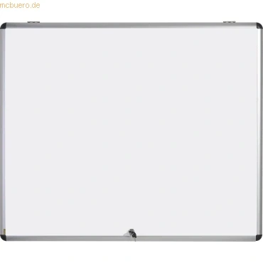Abbildung von Bi Office Schaukasten Vitrine &quot;Enclore&quot;, Schwingtür nach oben, Whiteboard, Mangetische Innenfläche, geeignet für 8 x DIN A4, silberner Aluminiumrahmen, abschliessbar