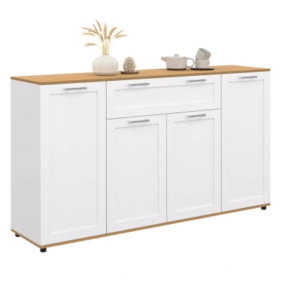 Abbildung von Sideboard 140 cm VITO 4 Türen und 1 Schublade weiß Holz