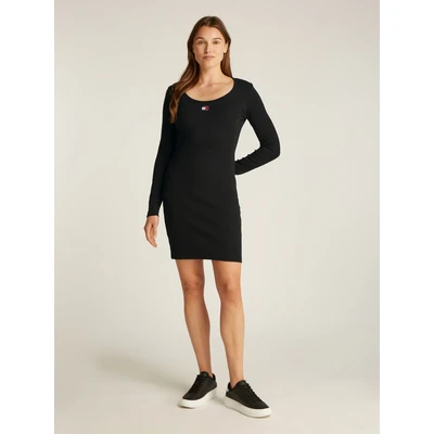Abbildung von Tommy Jeans Curve Jerseykleid TJW BADGE RIB Bodycon DRESS EXT in Großen Größen, Rippware,