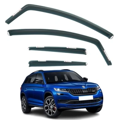 Abbildung von Set mit 4 Windabweisern, kompatibel Skoda Kodiaq 5 Türer SUV 2017 2018 2019 2020 2021 2022 2023 Modelle.